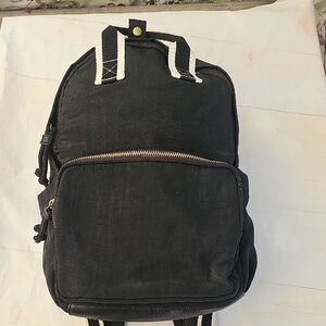 Classic Black Canvas Backpack with Contrast Straps
